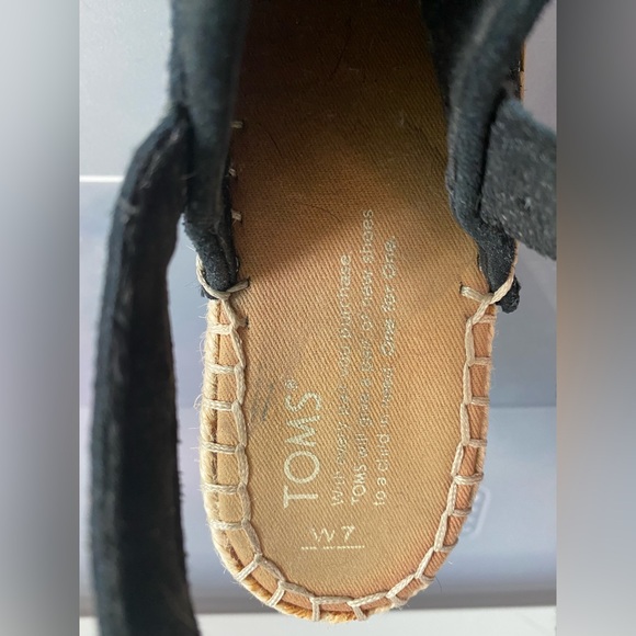 Toms Espadrilles Wedge Black Suede Sz 7 - Picture 9 of 9